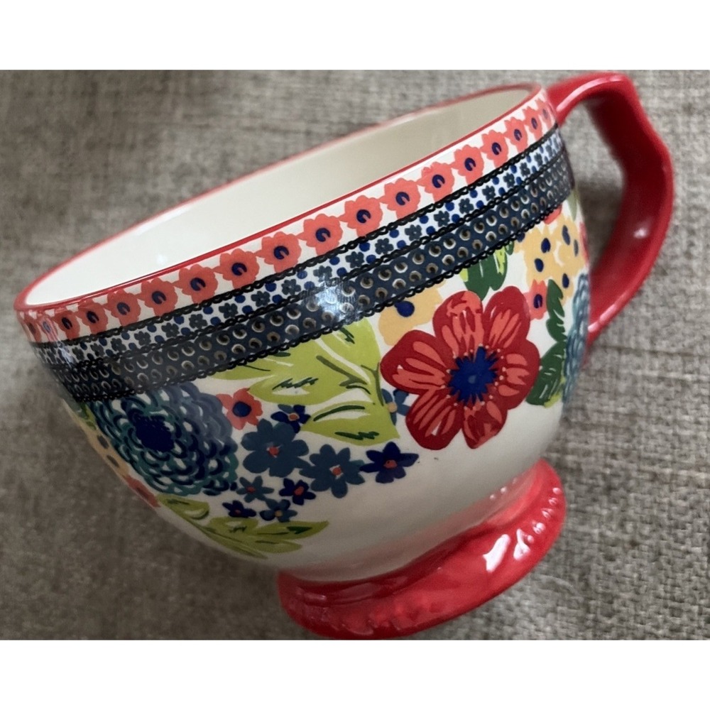 New The Pioneer Woman Dazzling Dahlias Floral Ceramic Floral Soup Mug Cup 27 oz.